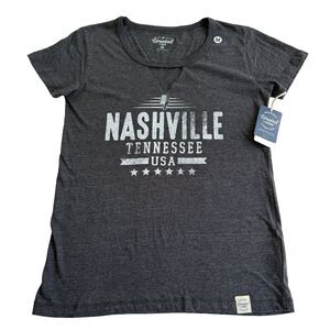 Unwind by League Ladies MED Nashville Tennessee Gray Cut Out V Short Sleeve NWT